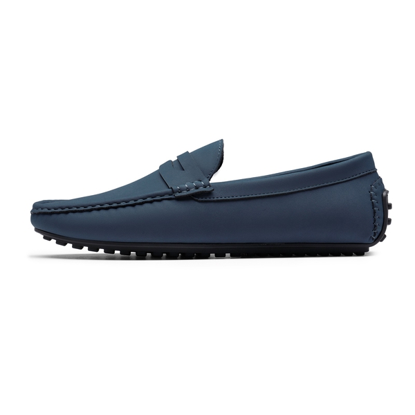 Men's Classic Moc Toe Suede Penny Loafers - DARK BLUE - 2
